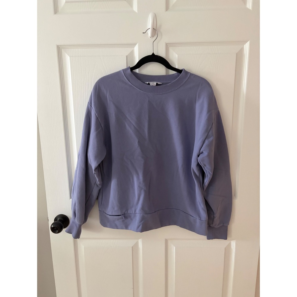 Athleta Retroplush Crewneck Sweatshirt Purple Small 62% Cotton Pullover